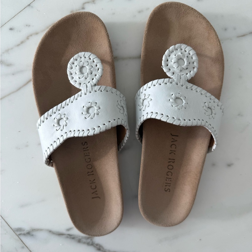 Jack Rogers White and Tan Sandals